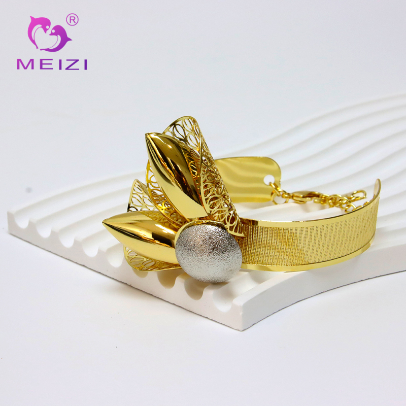 Dubai 24K Gold Plated Flower Jewelry Set for Women