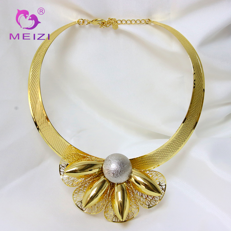Dubai 24K Gold Plated Flower Jewelry Set for Women