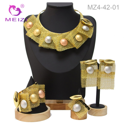 Set Barang Kemas Perkahwinan Dubai 24K Bersalut Emas Besar