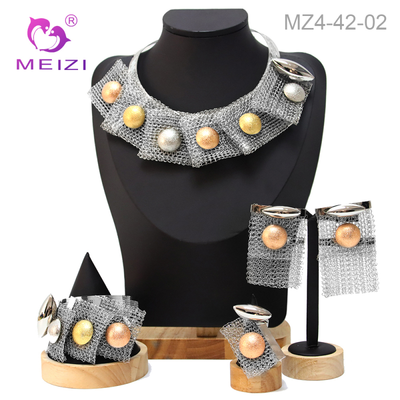 Set Barang Kemas Perkahwinan Dubai 24K Bersalut Emas Besar