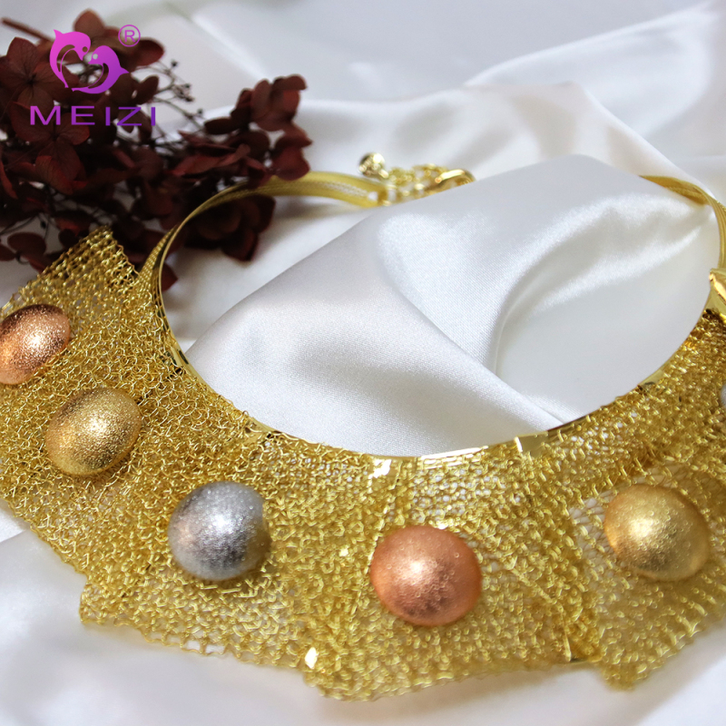 Set Barang Kemas Perkahwinan Dubai 24K Bersalut Emas Besar