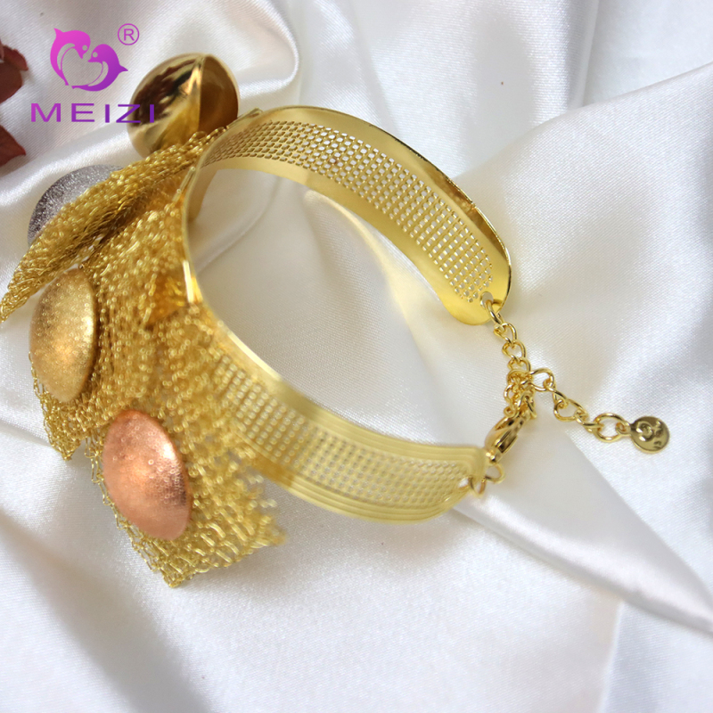 Set Barang Kemas Perkahwinan Dubai 24K Bersalut Emas Besar