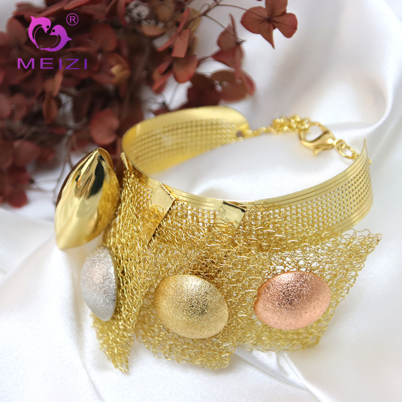 Set Barang Kemas Perkahwinan Dubai 24K Bersalut Emas Besar