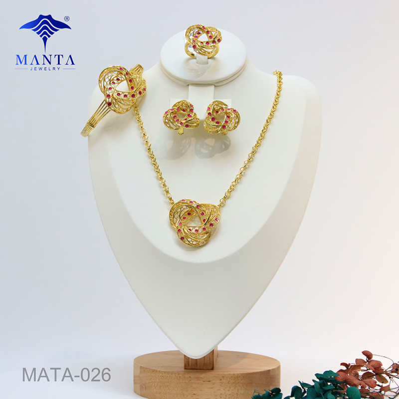 Vintage Gemstone Wedding Necklace Jewelry Set