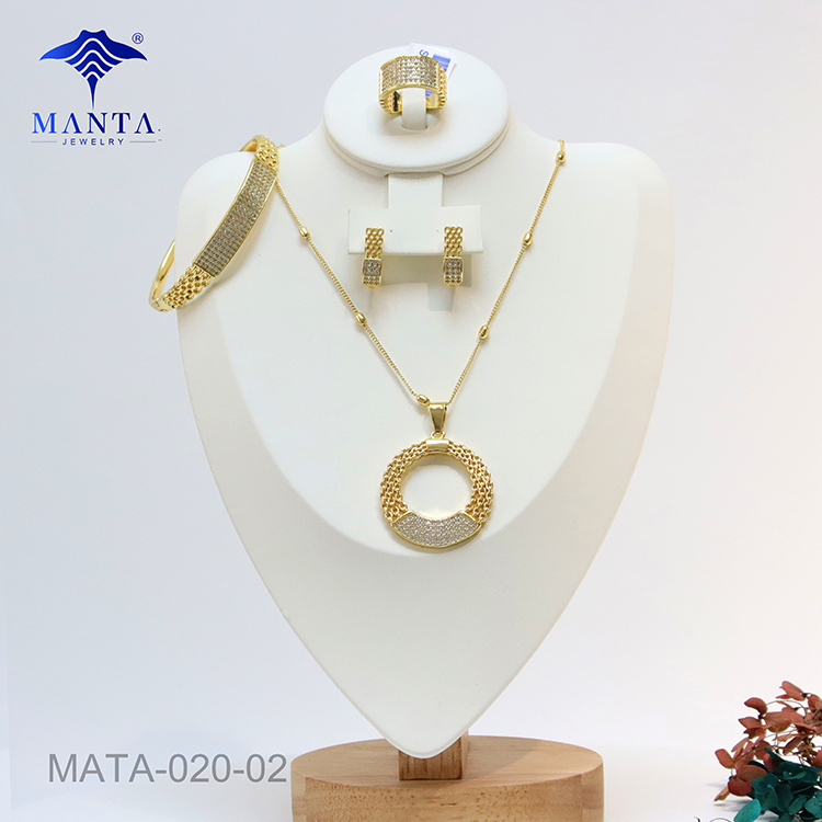 Round Gemstone Valentine's Day Gift Pendant Jewelry Set