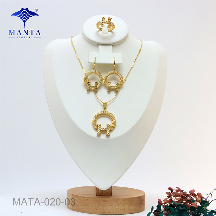 Round Gemstone Valentine's Day Gift Pendant Jewelry Set