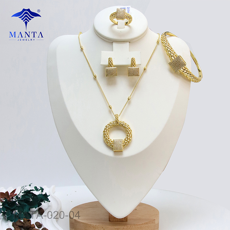 Round Gemstone Valentine's Day Gift Pendant Jewelry Set