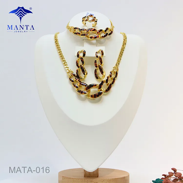 Set Barang Kemas Bersalut Emas Gaya Vintage Perancis Untuk Wanita