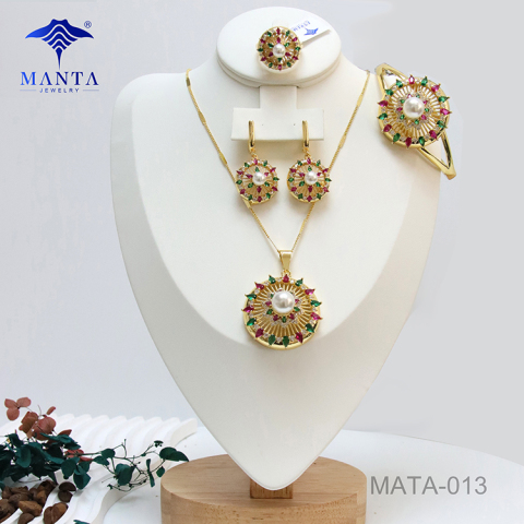 Holiday Gift Vintage Colorful Gem Setting Jewelry Set