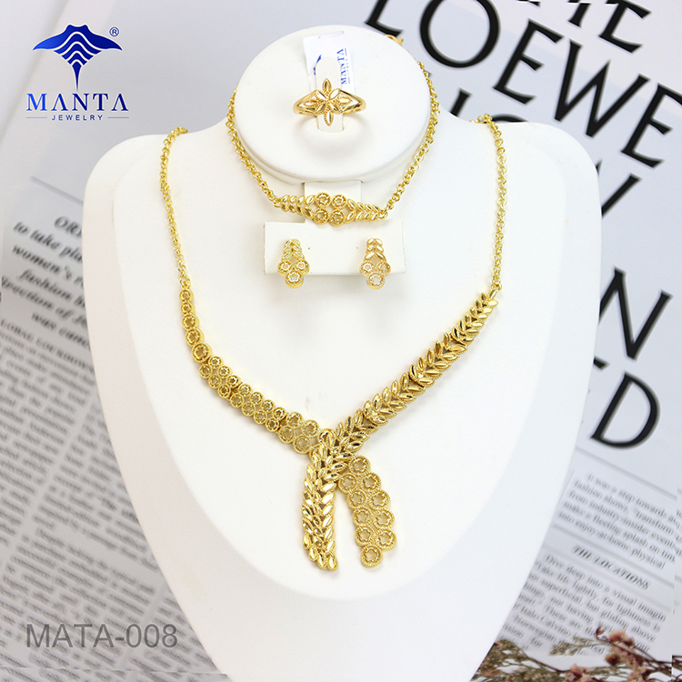 Fashion Party Gemstone Studded Necklace Jewelry Set