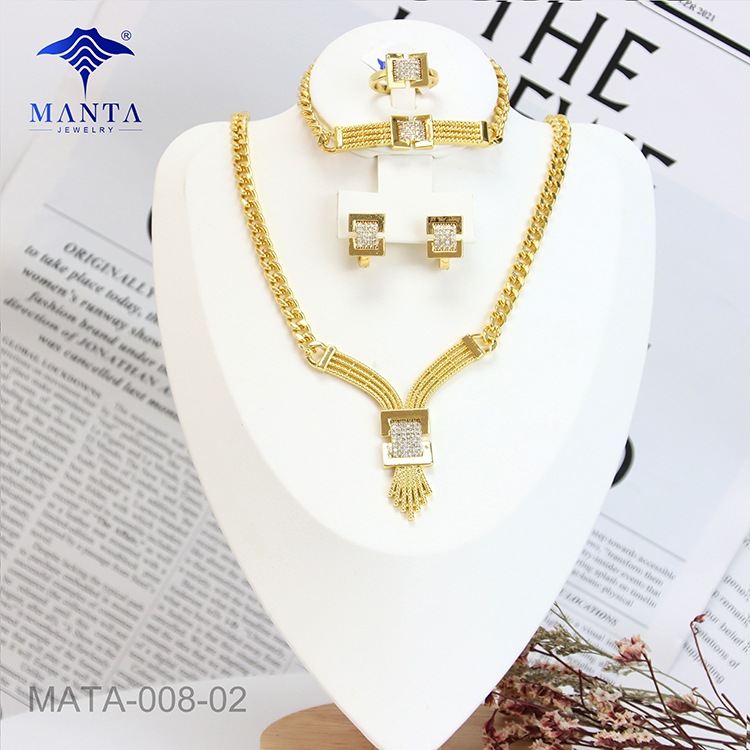 Fashion Party Gemstone Studded Necklace Jewelry Set