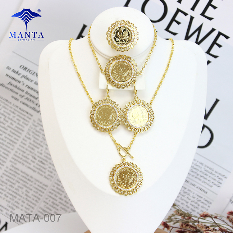 Women's Prom Gold Plated Gemstone Sun Pendant Jewelry Set