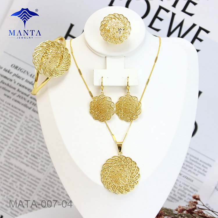 Women's Prom Gold Plated Gemstone Sun Pendant Jewelry Set