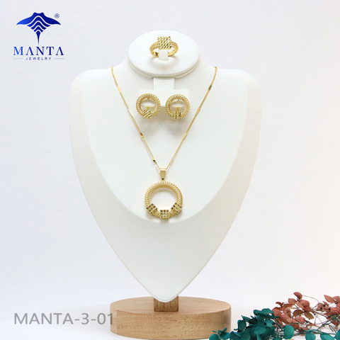 18k Gold-plated Necklace ring Earrings Jewelry set