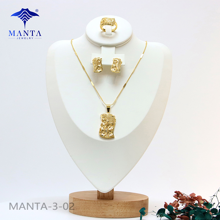 Birthday Gift 18k Gold Plated Engraved Jewelry Set