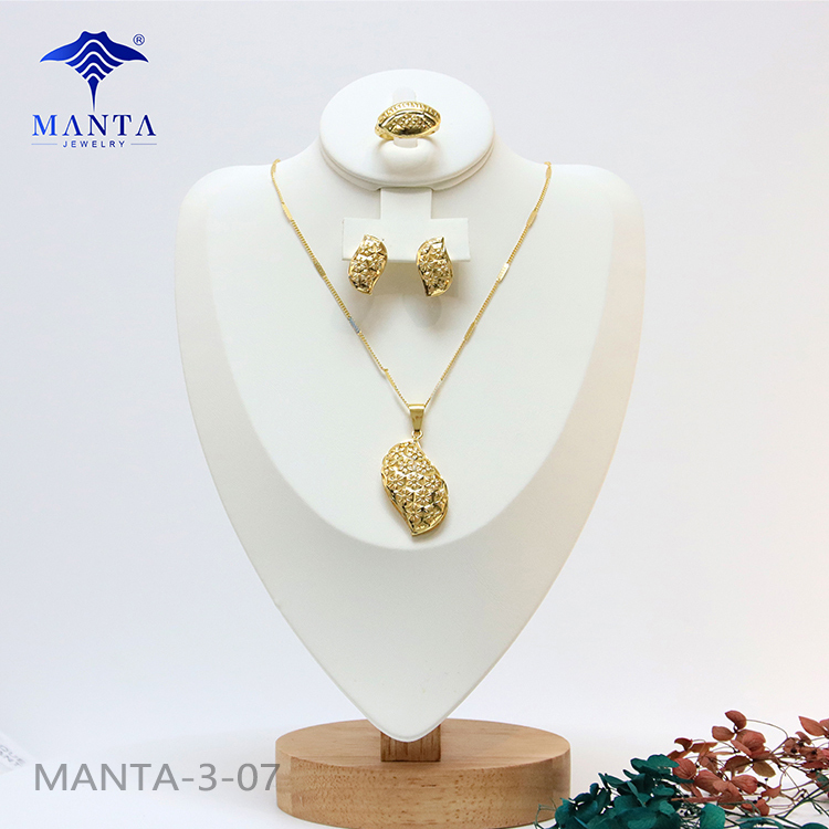 18k Gold Gemstone Pendant Ring Earrings Jewelry Set