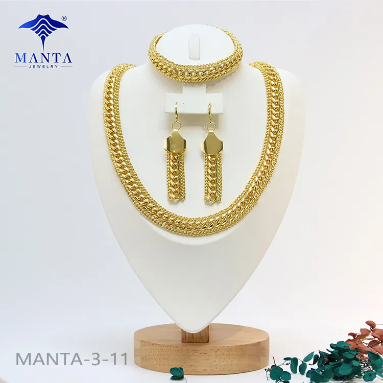 Moda colar brincos de ouro 18k conjunto de joias anel