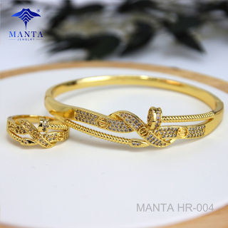 Valentine's Day Gift Gold Plated Zircon Bracelet Ring Jewelry