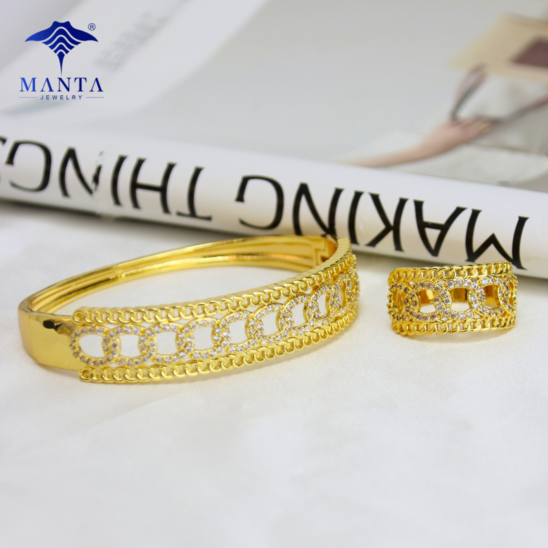 Pulsera Mujer Oro 18k Calado Anillo Accesorios