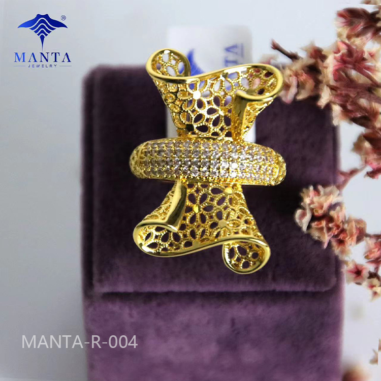 Trendy Style 24k Gold Cutout Men's Wedding Rings