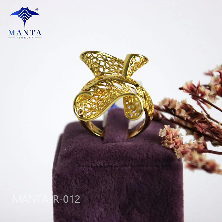 Fashion Unique 24k Gold Plated Engagement Rings