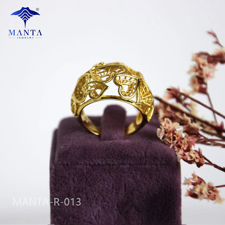 Holiday Gift Simple Women Engagement 24k Gold Ring