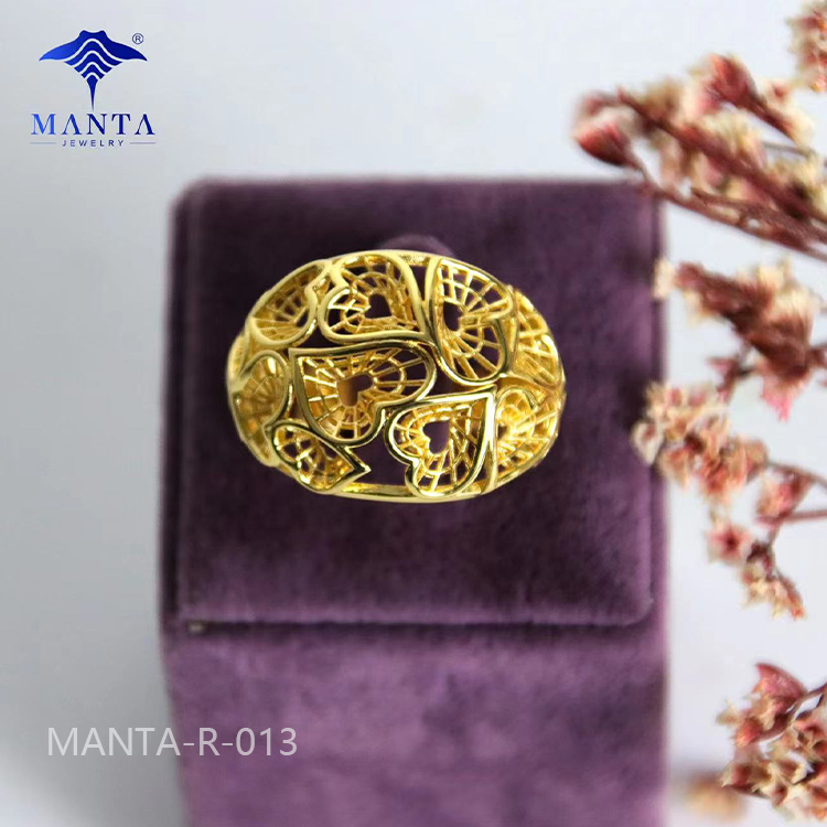 Holiday Gift Simple Women Engagement 24k Gold Ring