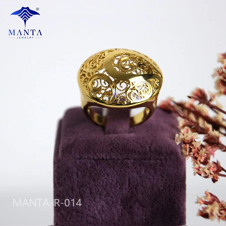 Holiday Gift Simple Women Engagement 24k Gold Ring