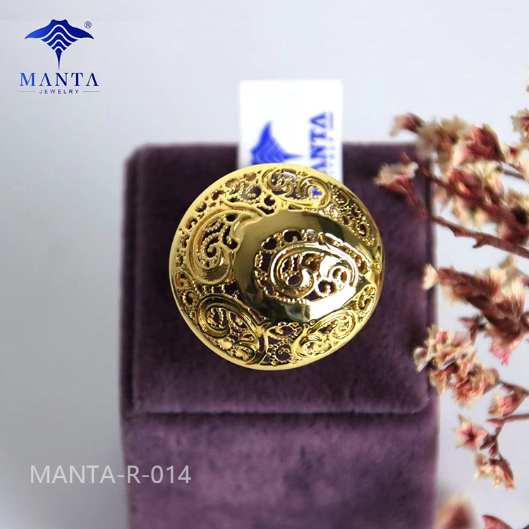 Holiday Gift Simple Women Engagement 24k Gold Ring