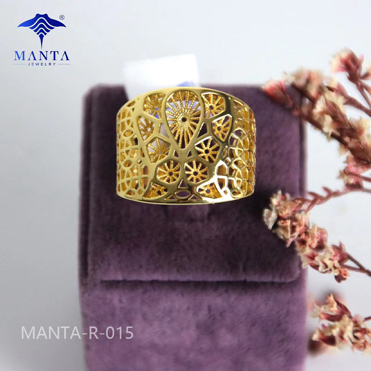 Holiday Gift Simple Women Engagement 24k Gold Ring