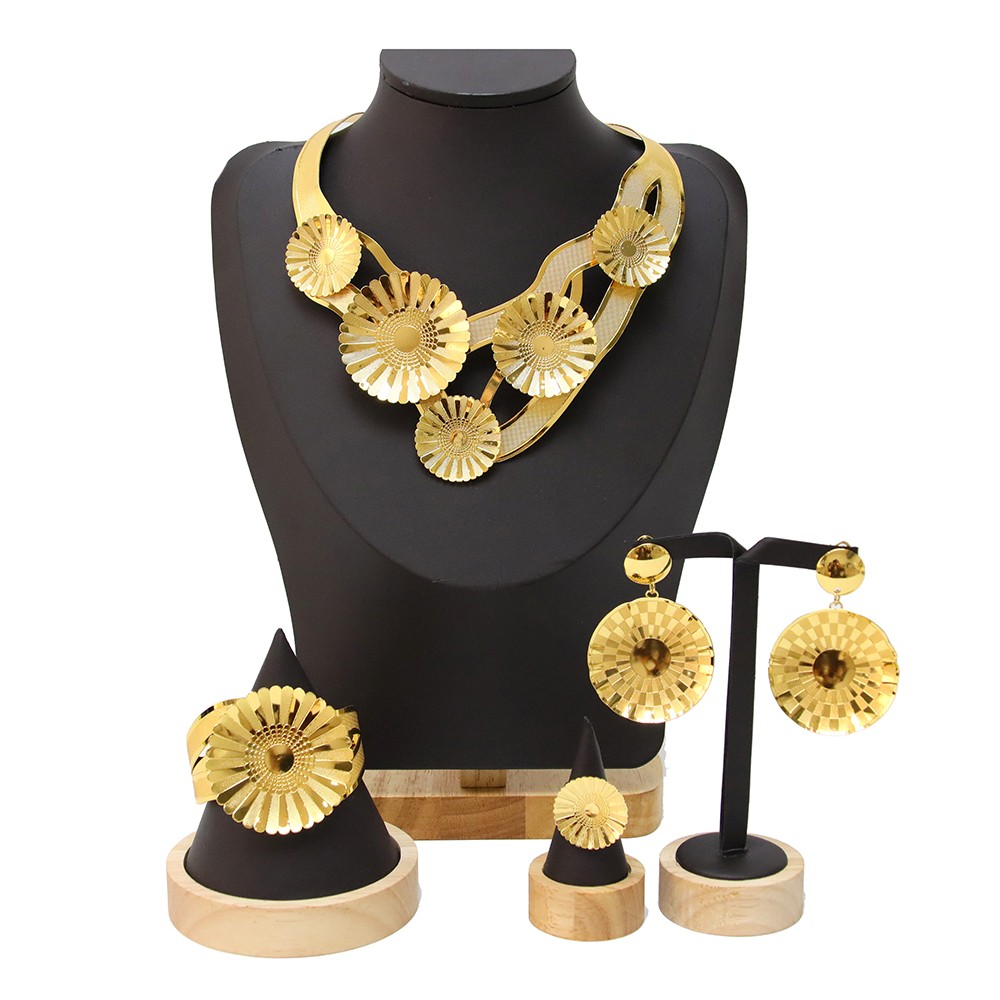 real luxury gold plated woman jewelry set