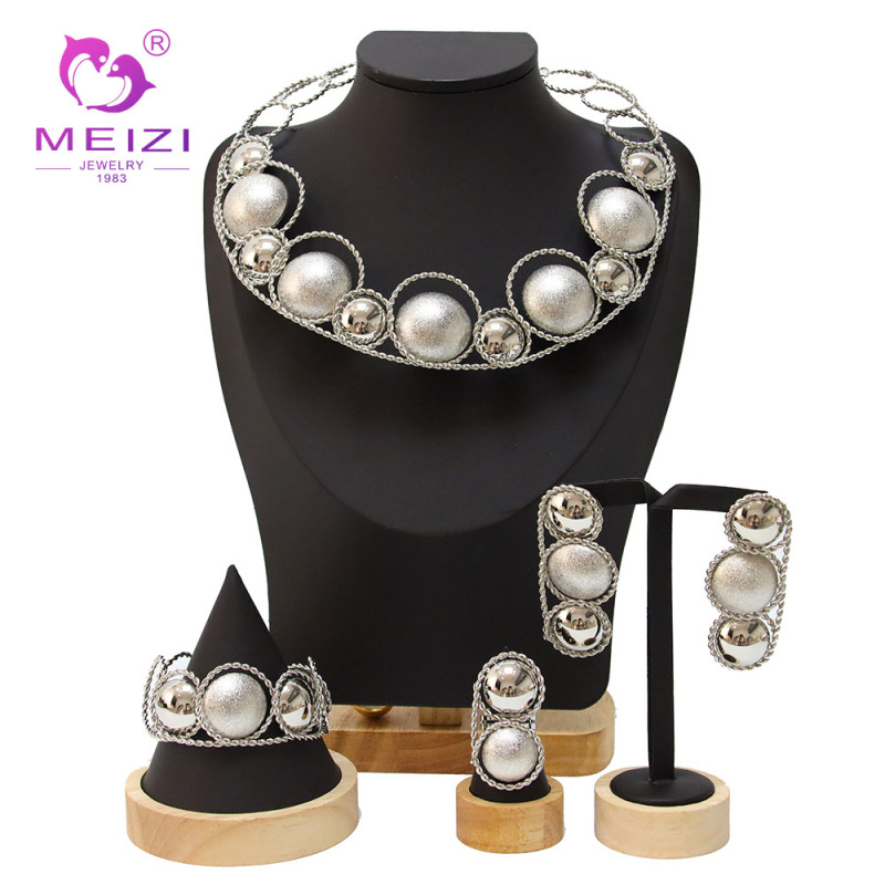 18k Wedding Exaggerated Necklace Earring Bracelet Set
