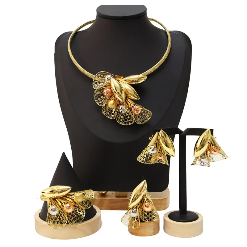 Mais novo conjunto de joias banhadas a ouro Dubai de alta qualidade