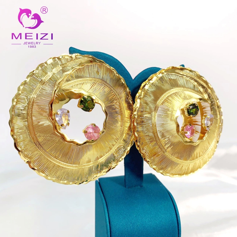 18k wedding gold hypoallergenic earrings for women