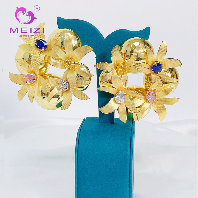 dainty big gold earrings set for women