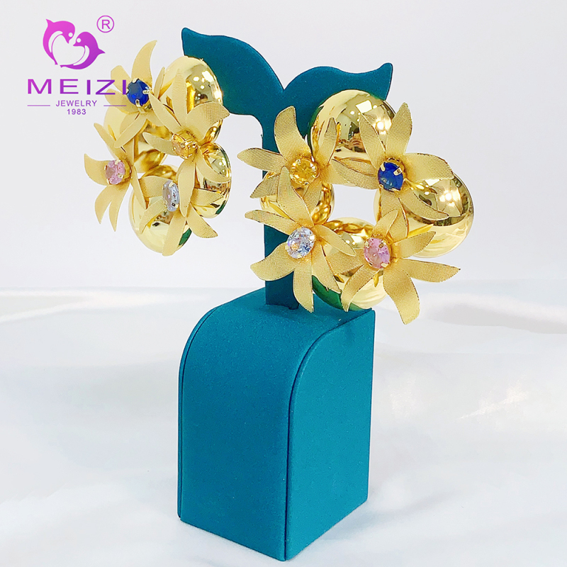 dainty big gold earrings set for women