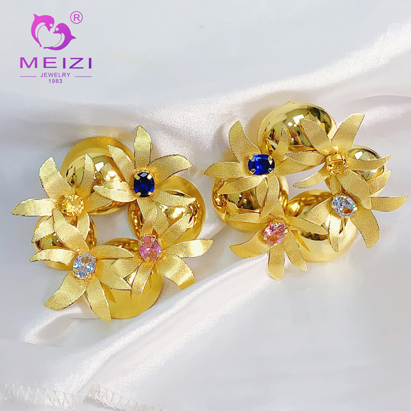 dainty big gold earrings set for women