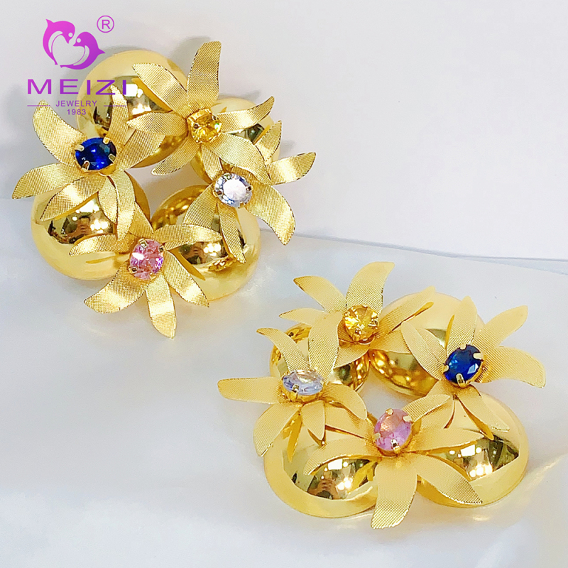 dainty big gold earrings set for women