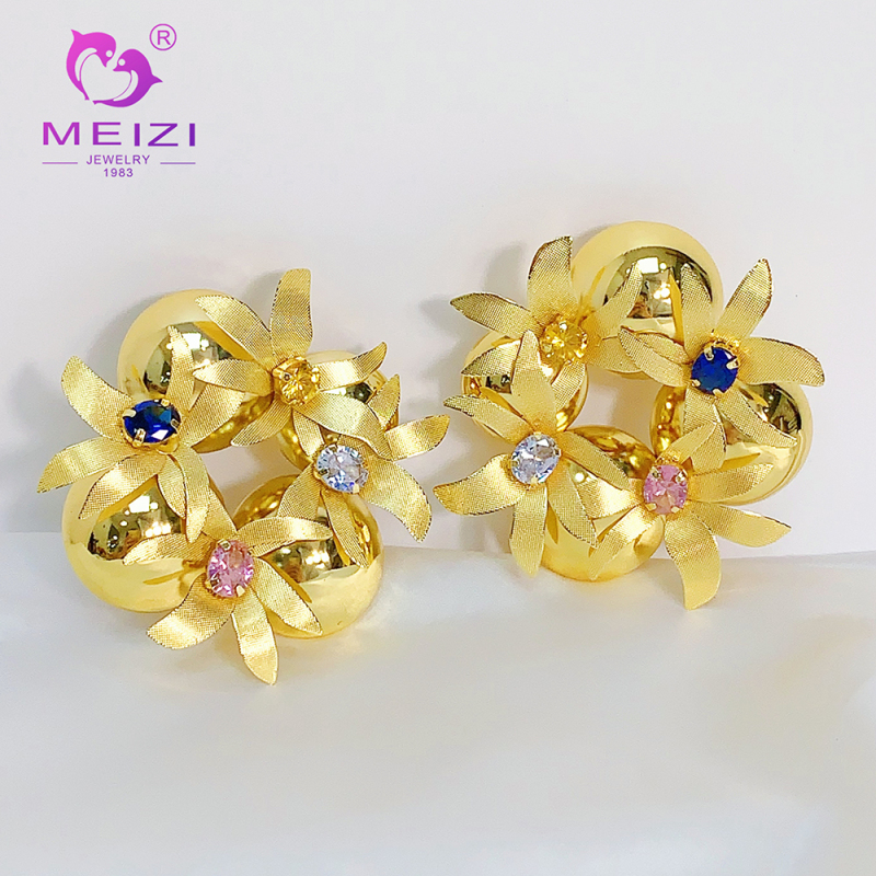 dainty big gold earrings set for women