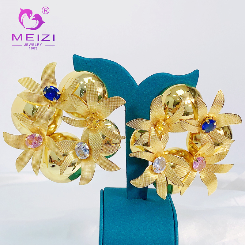 dainty big gold earrings set for women