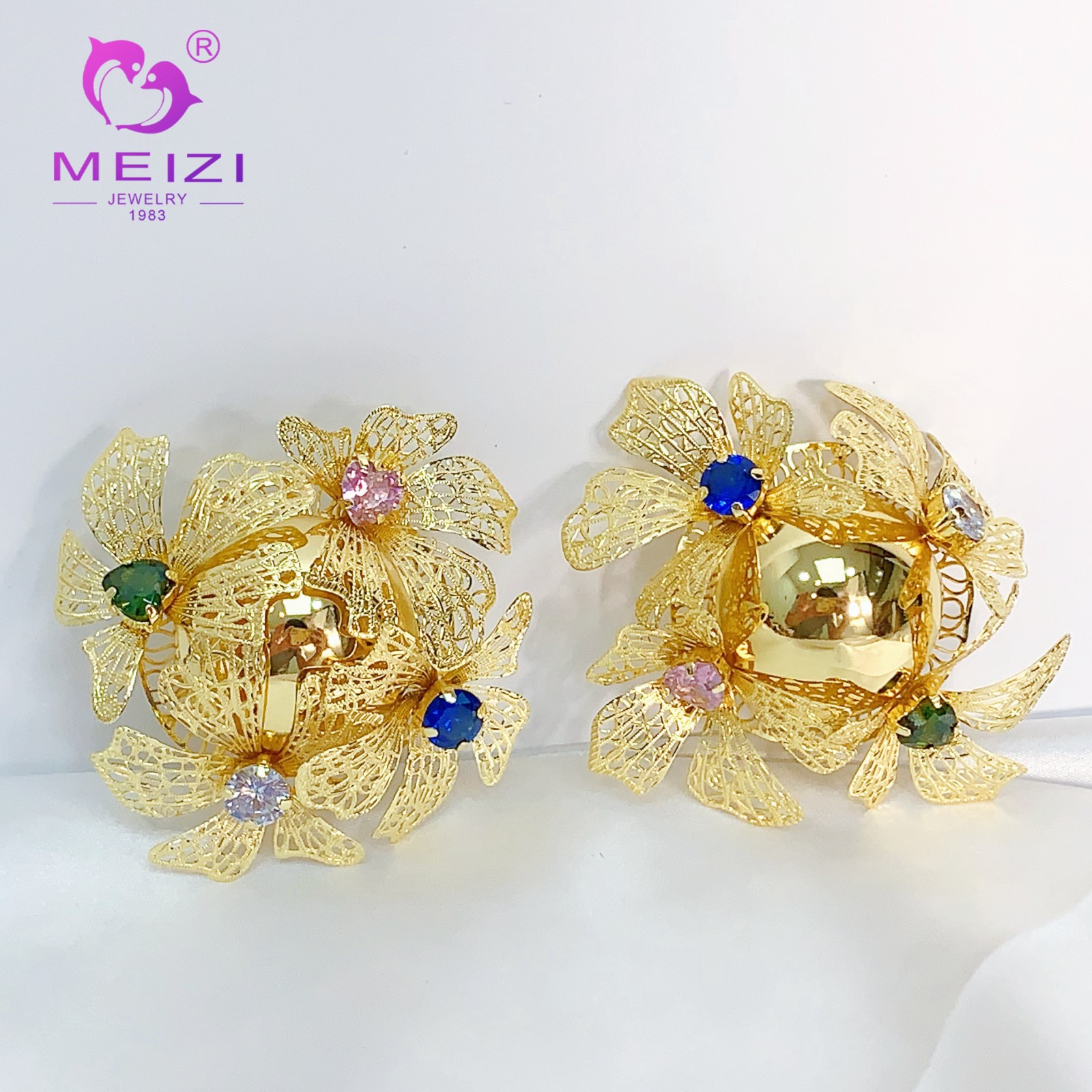 wedding 18k big gold earrings