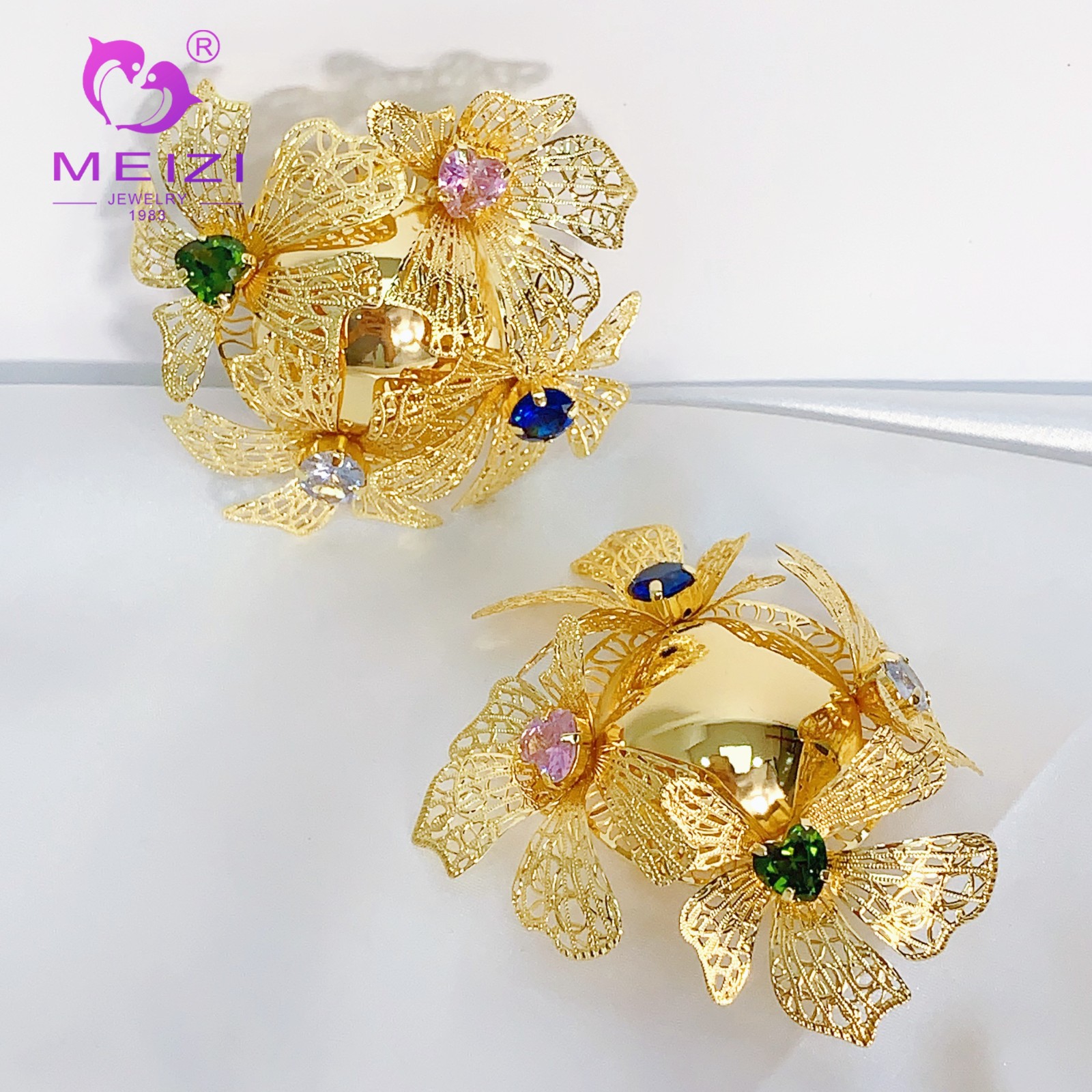 wedding 18k big gold earrings