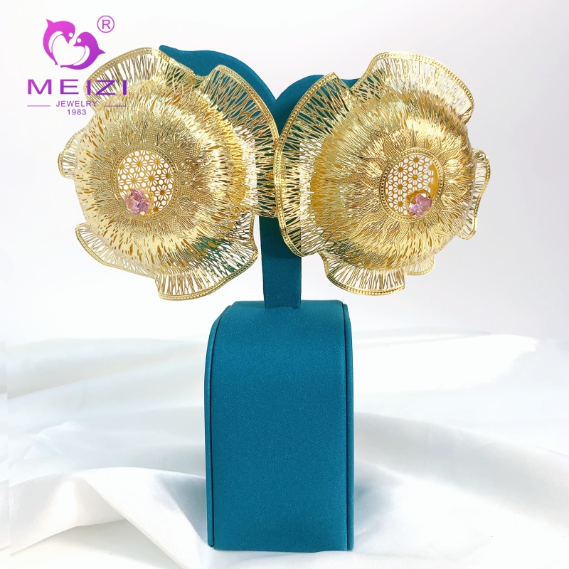 designer gold diamond flower earrings for women
