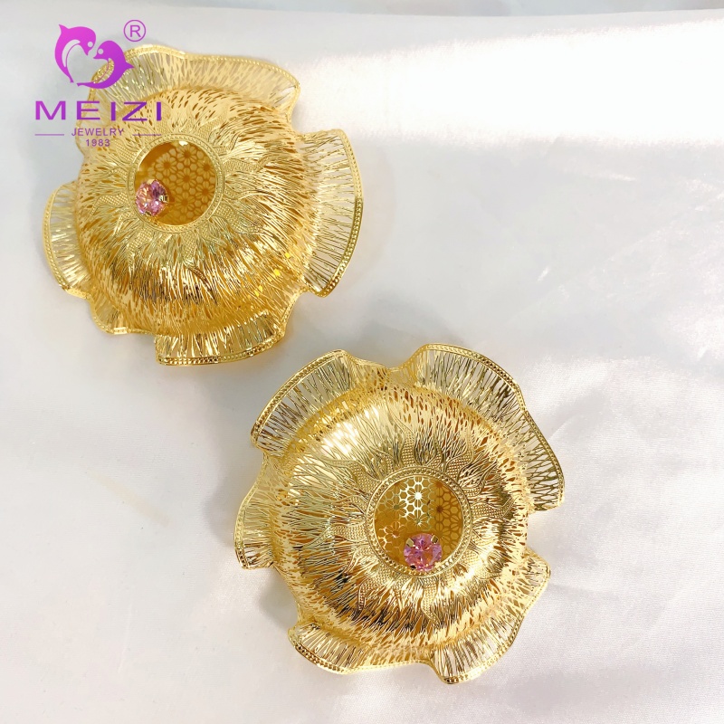 designer gold diamond flower earrings for women