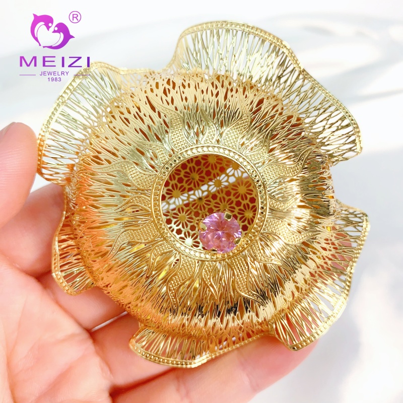 designer gold diamond flower earrings for women