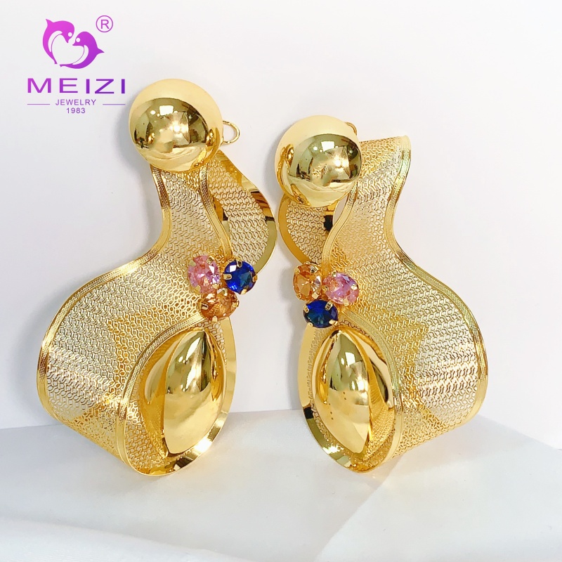 vintage simple dainty 18k gold plated large earrings for women