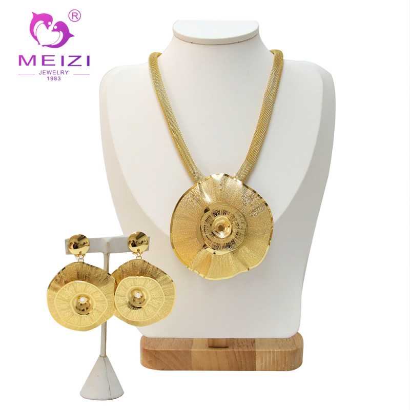 gold pendant set necklace and earring set for wedding gold chain and earrings