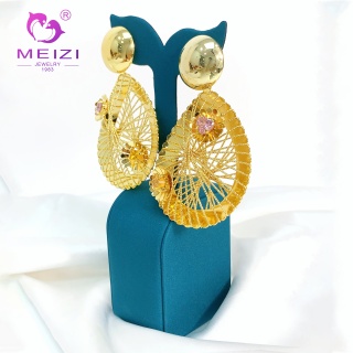 Anting pernikahan kancing telinga berlian asli emas 18k untuk wanita