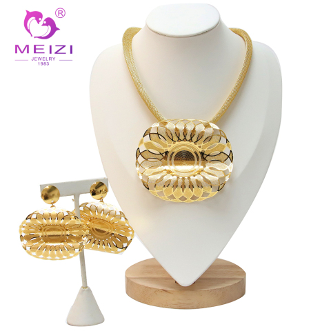 conjunto de joias conjunto de colar de ouro rosa com brincos para mulheres