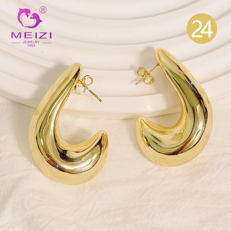 brincos hipoalergênicos de designer real de argola de ouro para mulheres